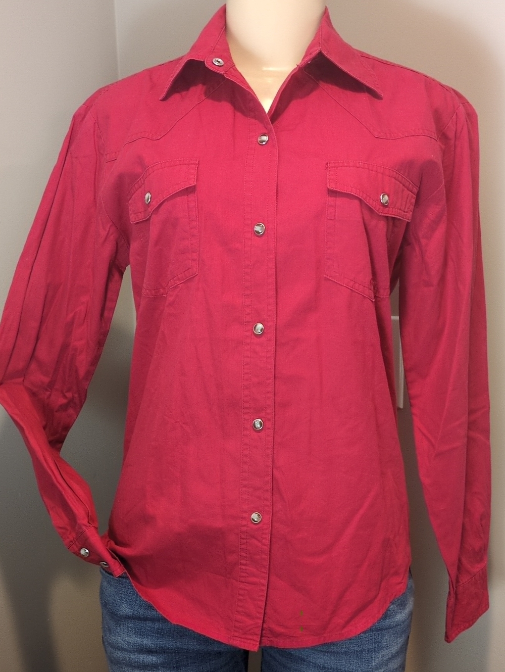 Roper Women's Red Cotton Pearl Snap Button Down Western Cowgirl Shirt Size Small